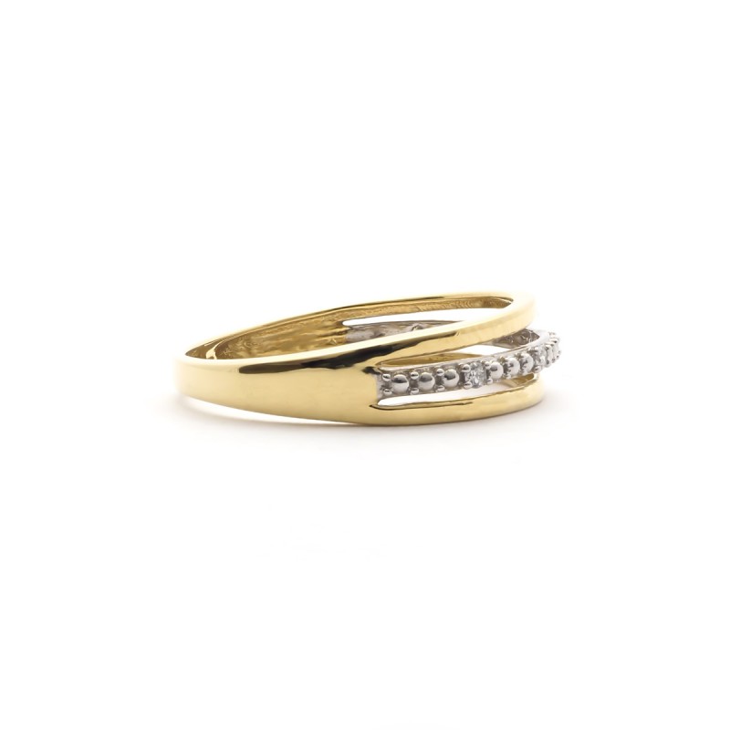 Bague Carador triple anneaux or 750/000 bicolore et diamants