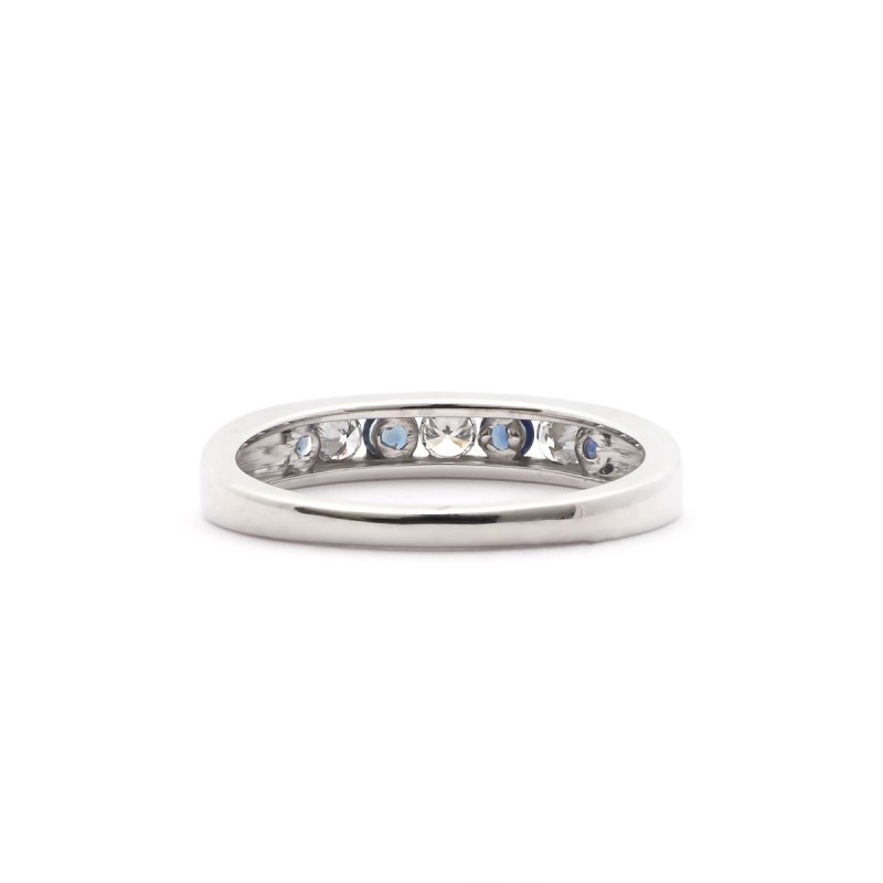 Bague Carador type alliance demi-tour saphir et diamant en or blanc 750/000