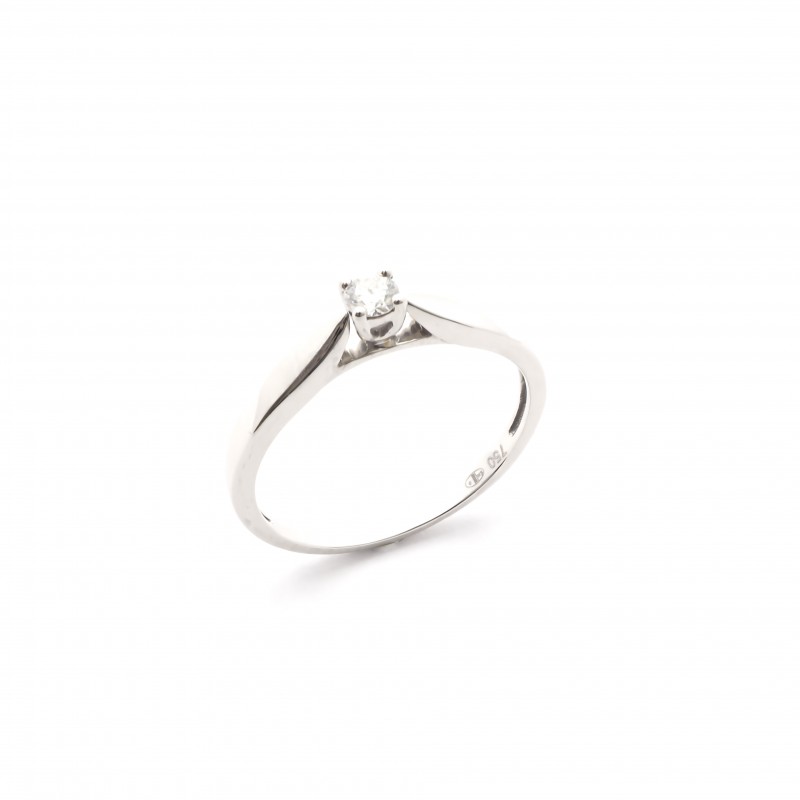 Bague solitaire Carador or blanc 750/000 et diamant 0,1 ct