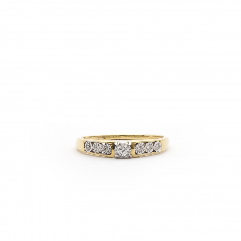 Bague Carador style solitaire accompagné en or jaune 750/000 et diamants