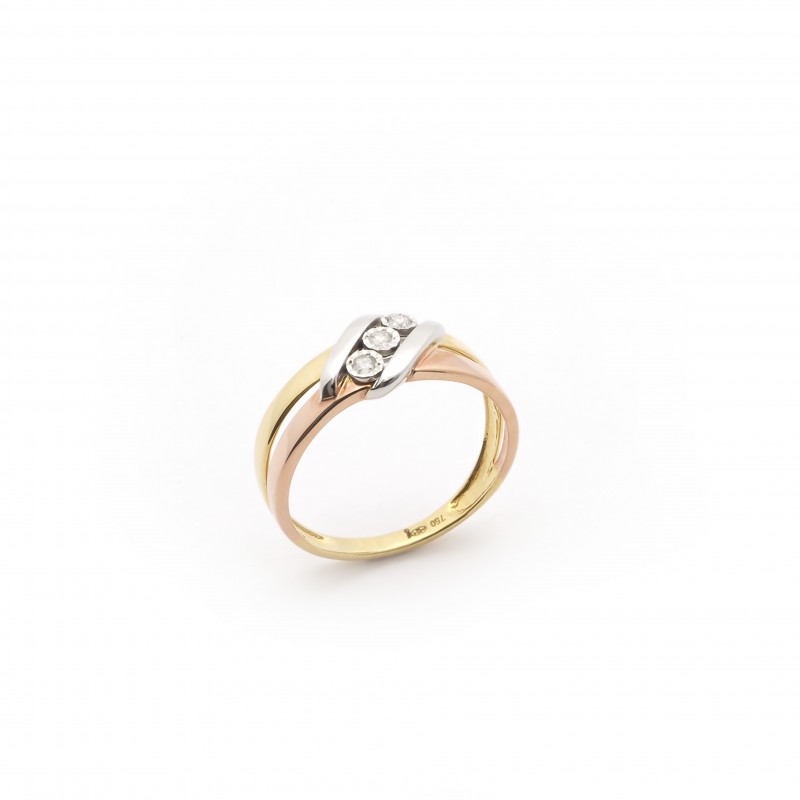 BAGUE DIAMANT TRILOGIE OR TROIS COULEUR