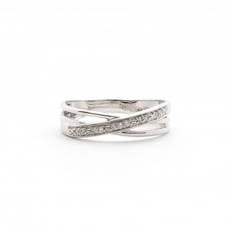 Bague triple liens croisés Carador en or blanc 750/000 et diamants