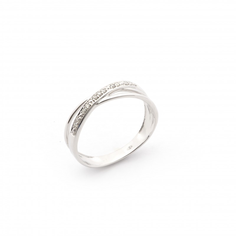 Bague triple liens croisés Carador en or blanc 750/000 et diamants