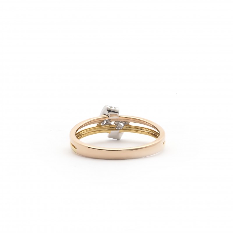 Bague tricolore Carador diamants 0,110 cts et or 750/000