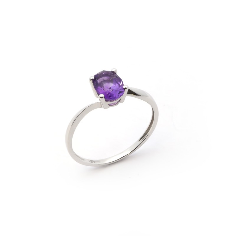 Bague Femme Amethyste Pierre Fine Or 750