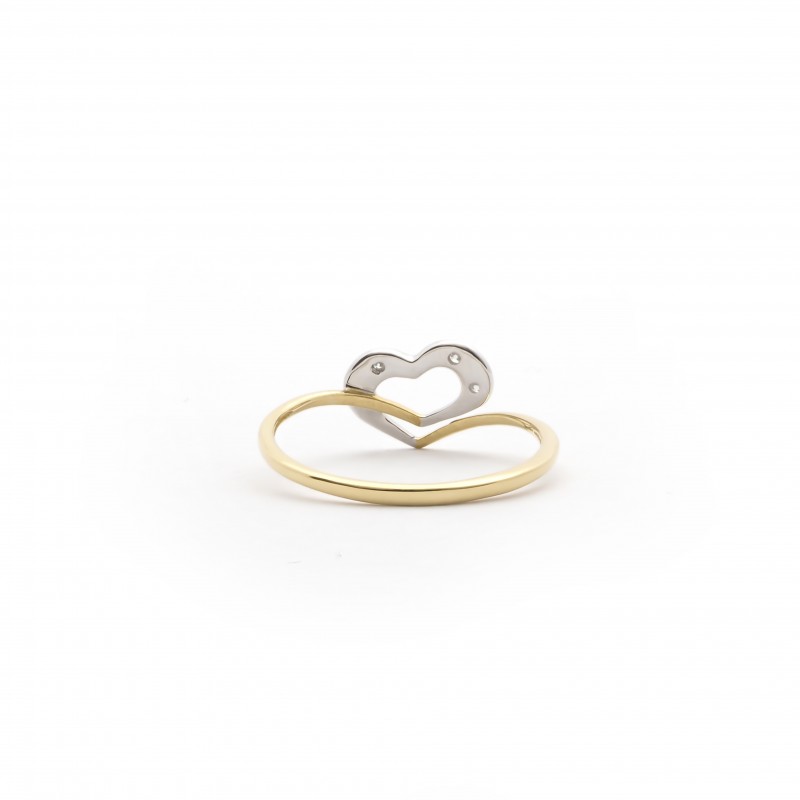 Bague Tendresse Carador en or jaune et blanc 750/000 et diamants