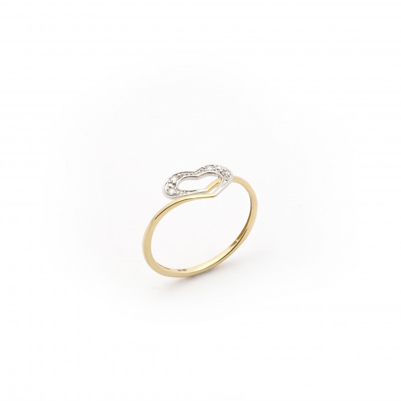 Bague Tendresse Carador en or jaune et blanc 750/000 et diamants