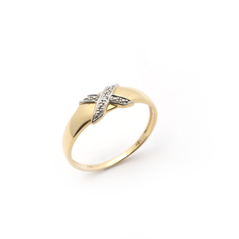 BAGUE OR BICOLORE TRILOGIE DE DIAMANT 0.04CTS G-P1