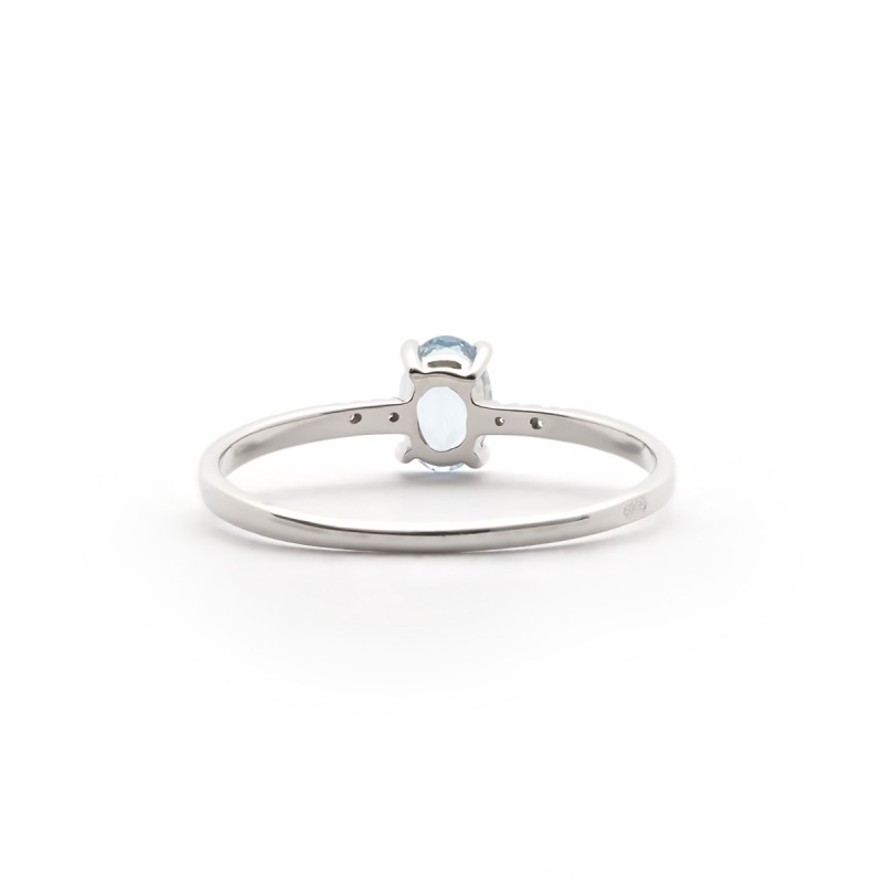 Bague Femme Aigue Marine Diamant en Or 750 Blanc