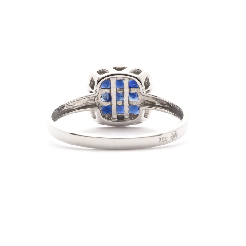 Bague style art déco Carador en  or 750/000, Diamants et Saphir