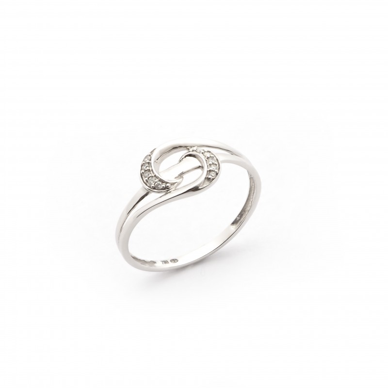 Bague Carador fantaisie or blanc 750/000, diamant 0,04 cts