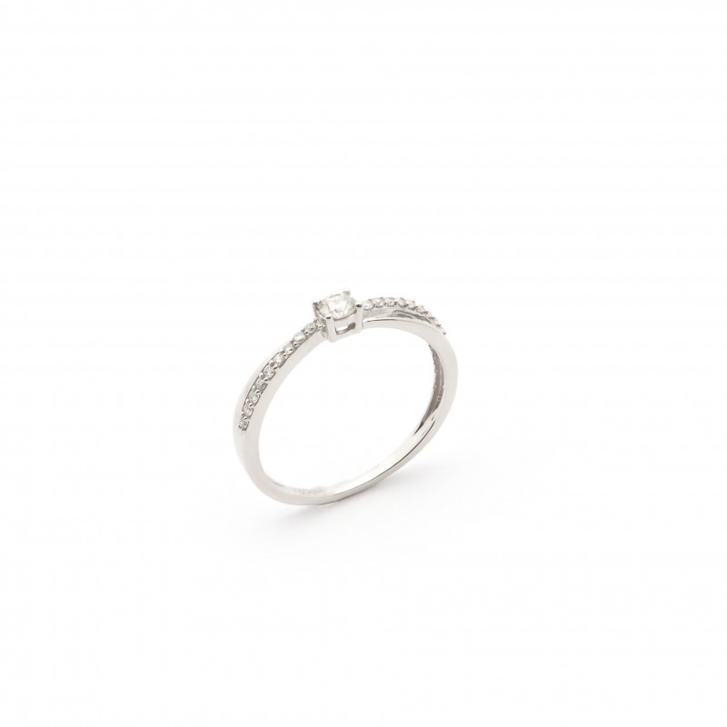 Bague Carador solitaire accompagné diamant or blanc 750/000