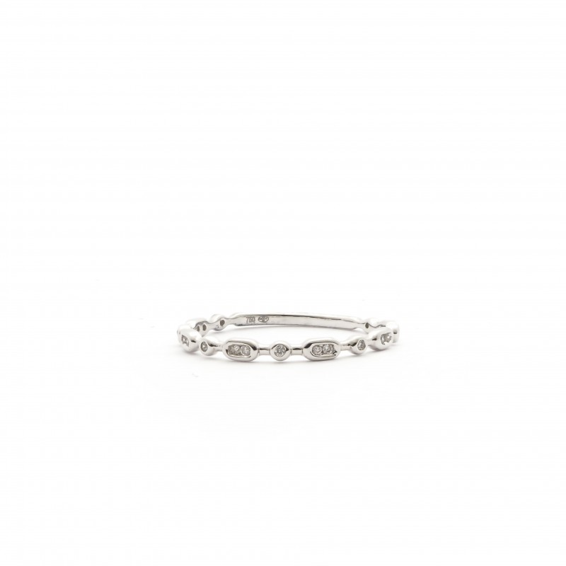 Bague type alliance fantaisie Carador en or blanc 750/000 et diamants