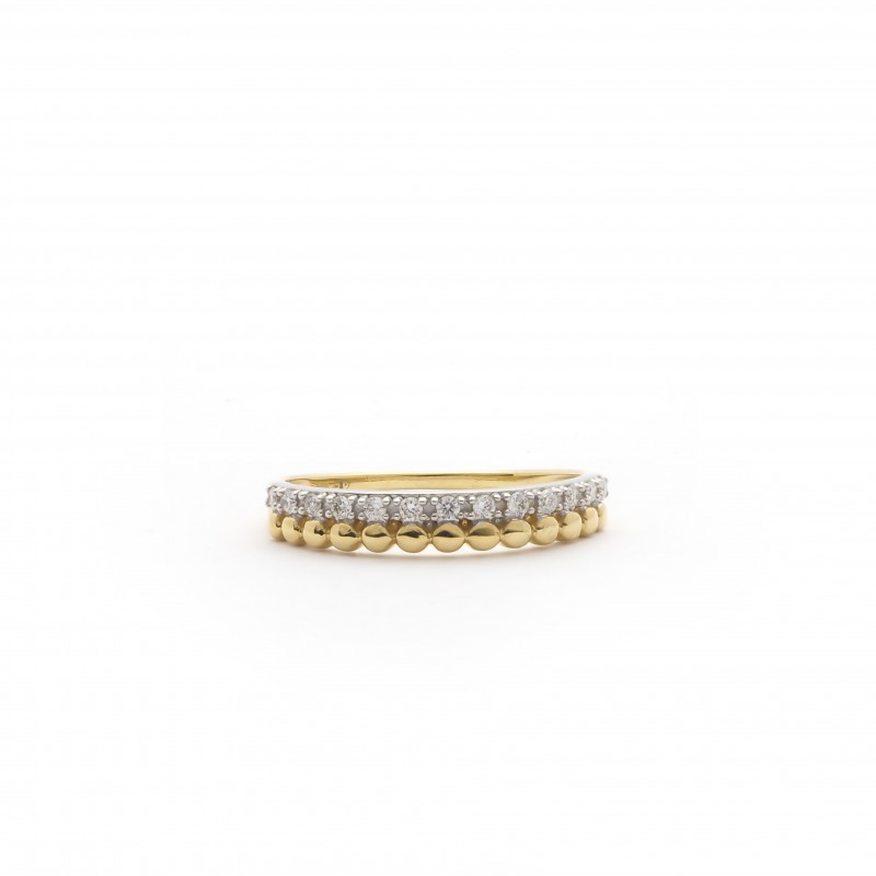 Bague Carador type alliance demi-tour diamant or jaune et blanc 750/000