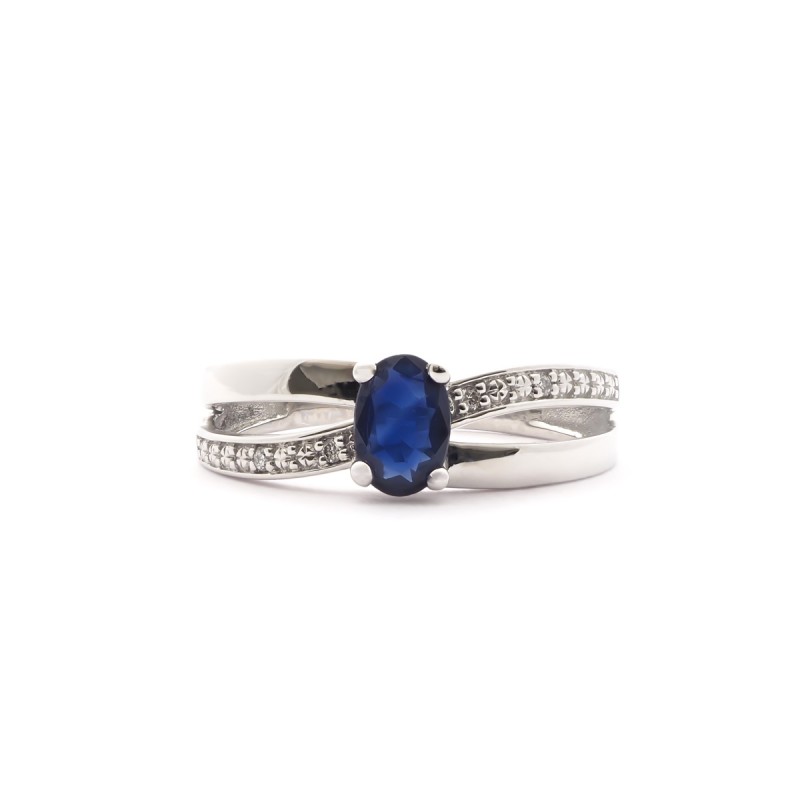 Bague en or 750/000 et saphir et diamants 0.064 carats