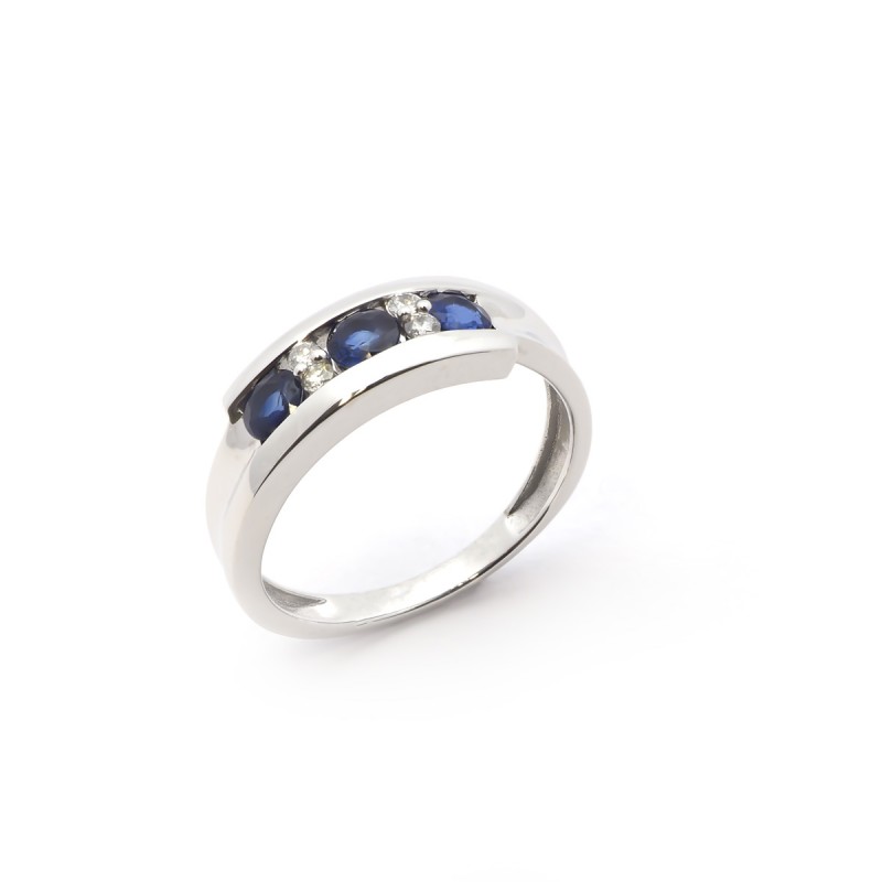 Bague Merveilleuse Carador en or blanc 750/000, Diamant et Saphir