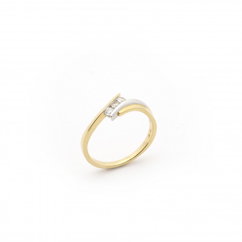 Bague trilogie Carador en or jaune et blanc 750/000 et diamants
