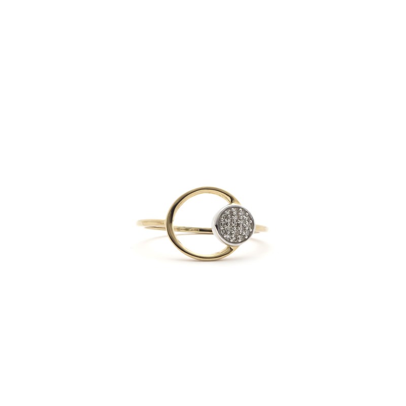 Bague Femme Atelier 17 Bulle cercle et rond bicolore or 375/000 et diamants