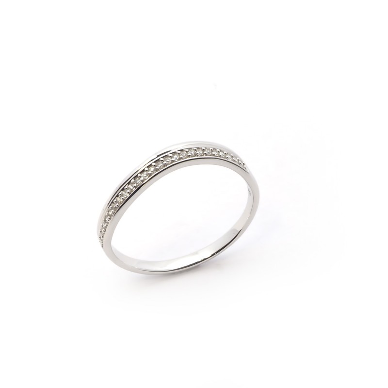 Bague Femme Atelier 17 Ruban vague or blanc 375/000 et diamants
