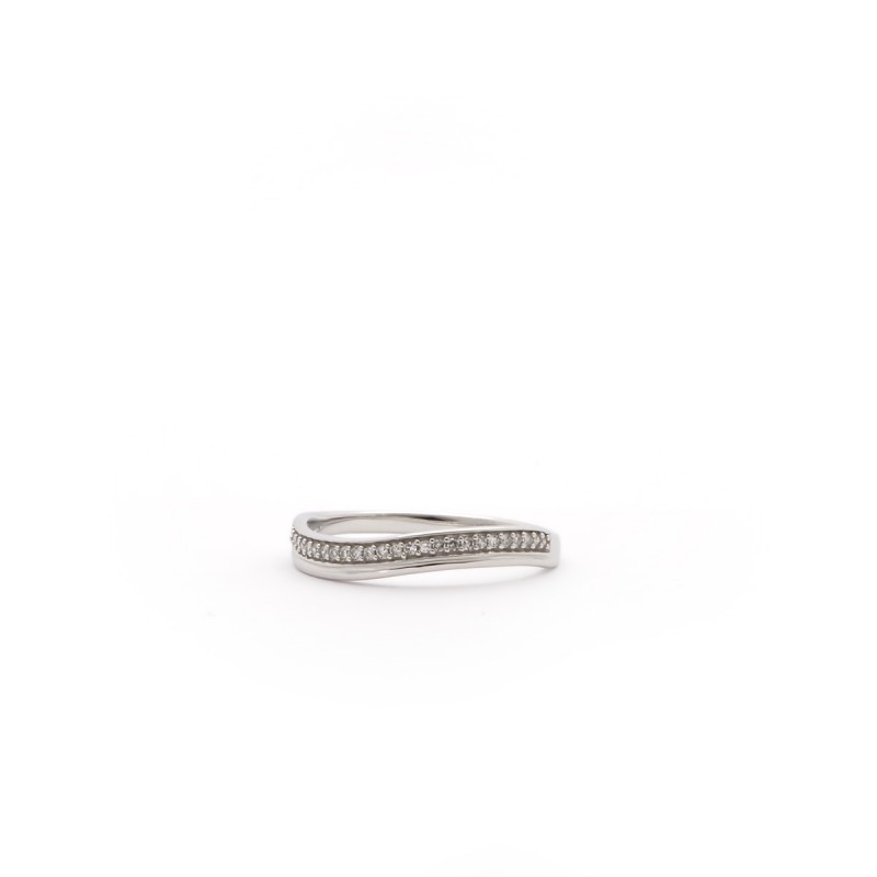 Bague Femme Atelier 17 Ruban vague or blanc 375/000 et diamants