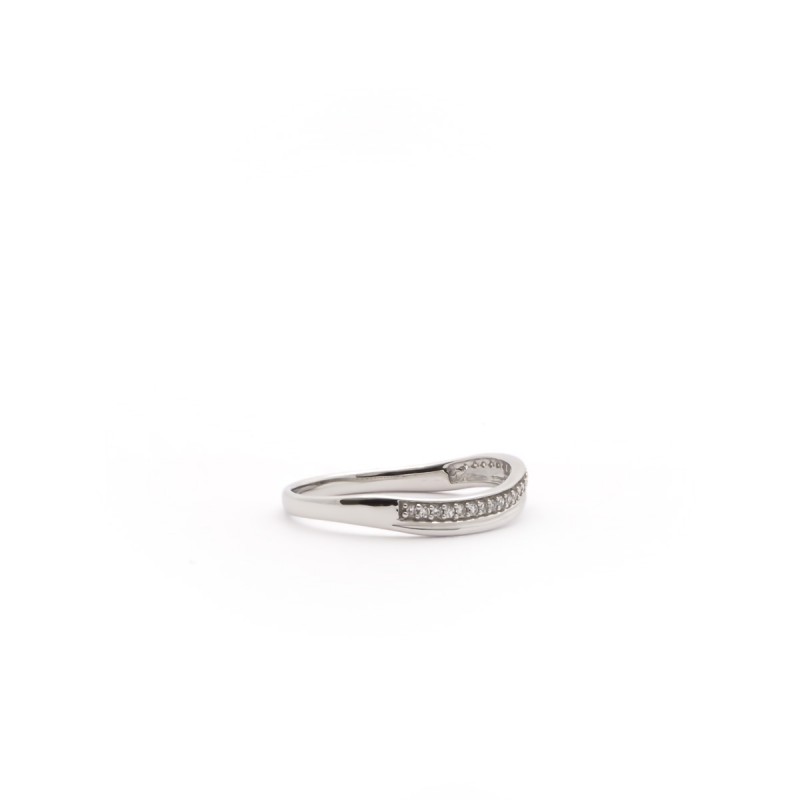 Bague Femme Atelier 17 Ruban vague or blanc 375/000 et diamants