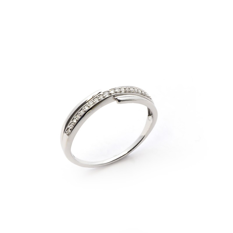 Bague Femme Atelier 17 Ruban croisée or blanc 375/000 et diamants