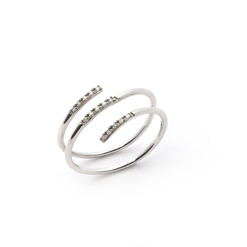 Bague Femme Atelier 17 Ruban Spirale or blanc 375/000 et diamants
