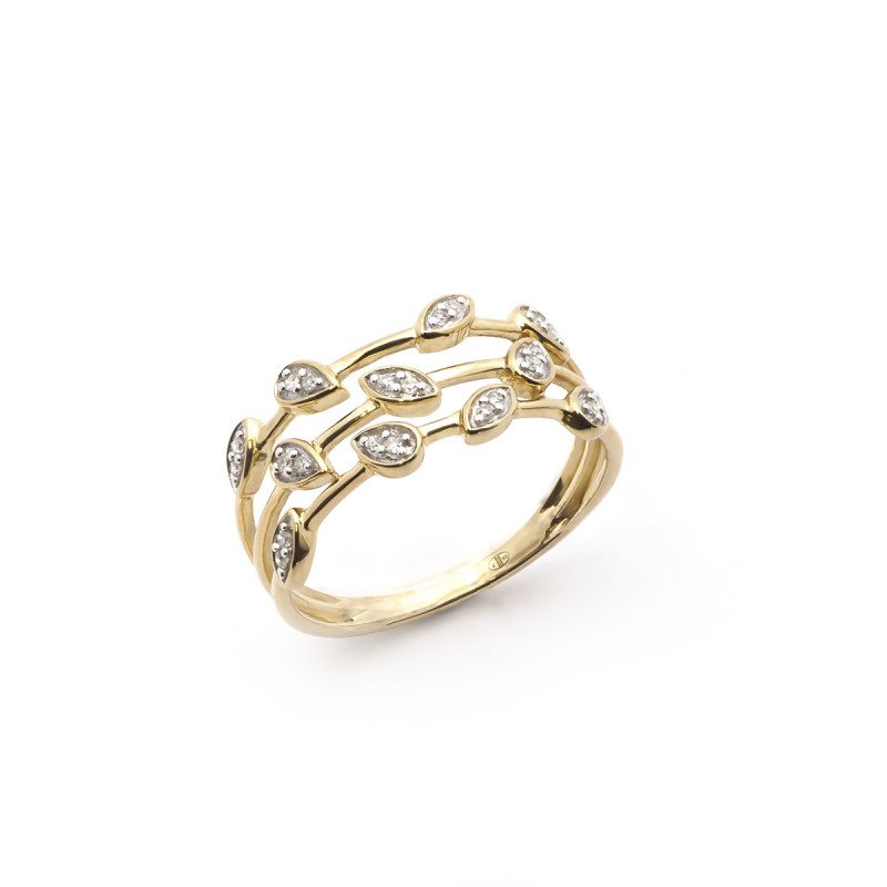 Bague Femme Atelier 17 Pétale multirangs or jaune 375/000 et diamants