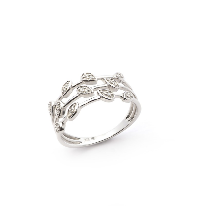 Bague Femme Atelier 17 Pétale multirangs or blanc 375/000 et diamants