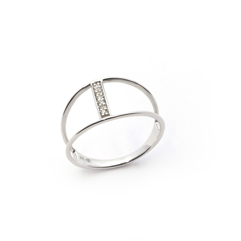 Bague Femme Atelier 17 Ruban une bande or blanc 375/000 et diamants