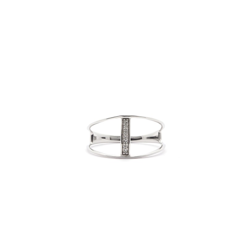 Bague Femme Atelier 17 Ruban une bande or blanc 375/000 et diamants