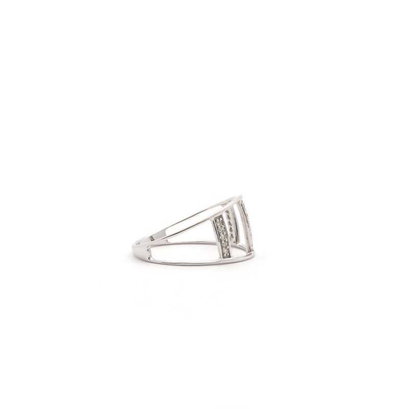 Bague Femme Atelier 17 Ruban trois bandes or blanc 375/000 et diamants