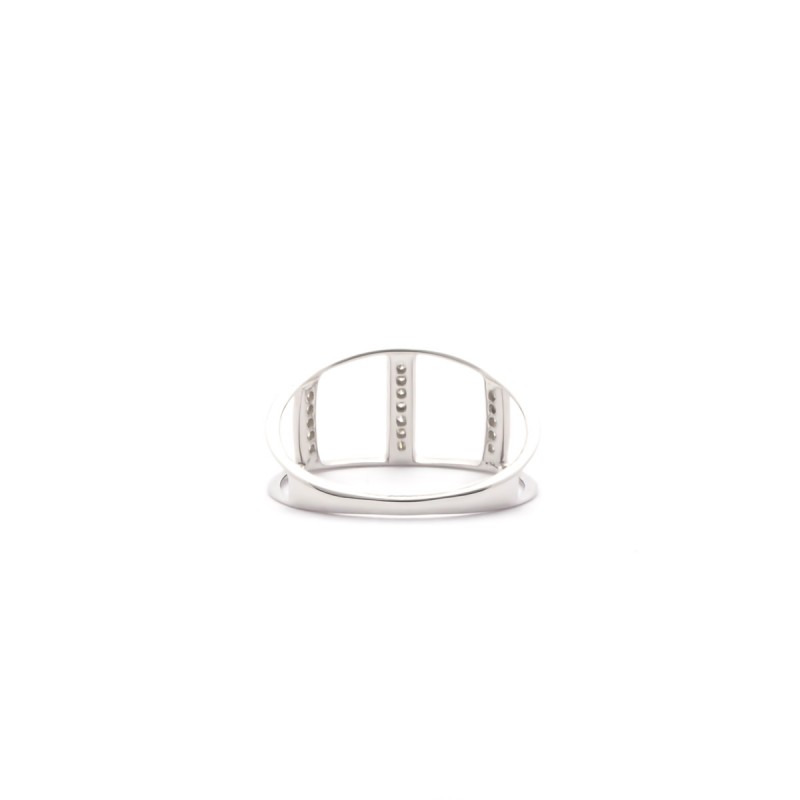 Bague Femme Atelier 17 Ruban trois bandes or blanc 375/000 et diamants