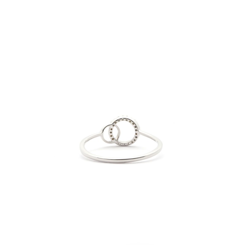 Bague Femme Atelier 17 Bulle cercles enlacés or blanc 375/000 et diamants
