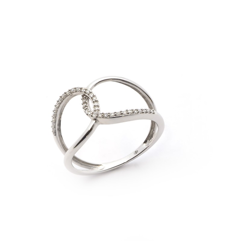 Bague Atelier 17 Pure boucles croisées or blanc 375/000 et diamants