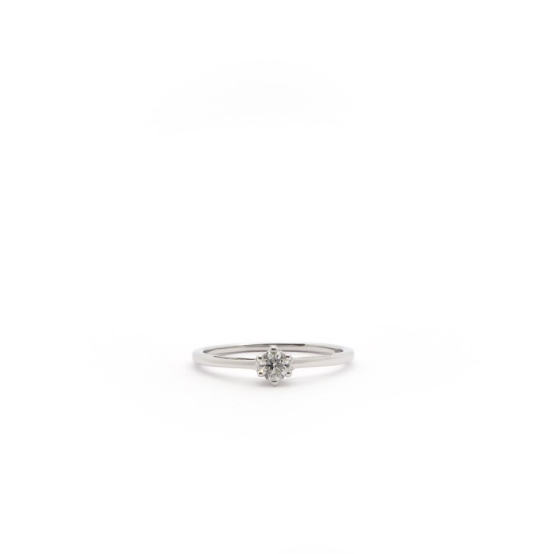Bague solitaire Carador 6 griffes en or blanc 750/000 et diamant 0,18 cts