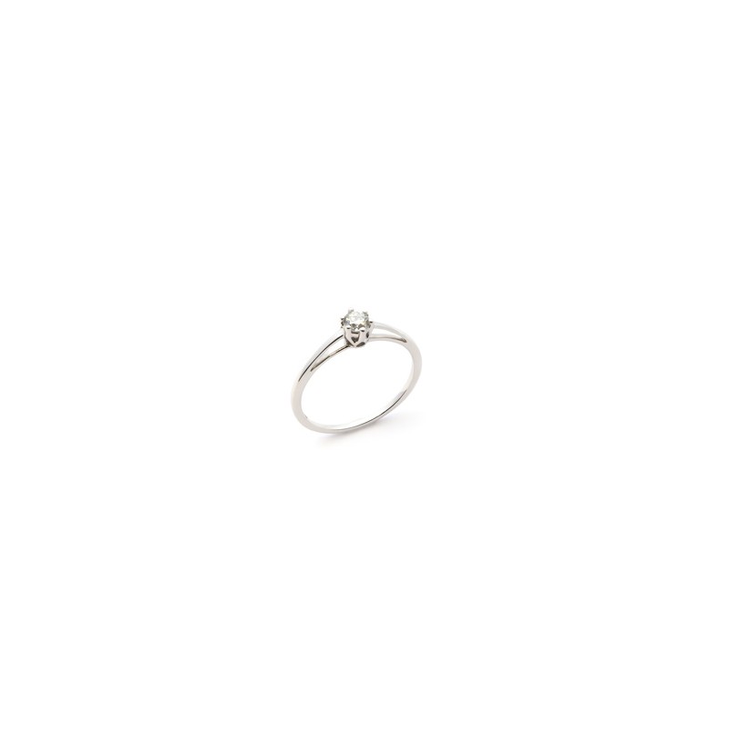 Bague solitaire Carador 6 griffes en or blanc 750/000 et diamant 0,18 cts