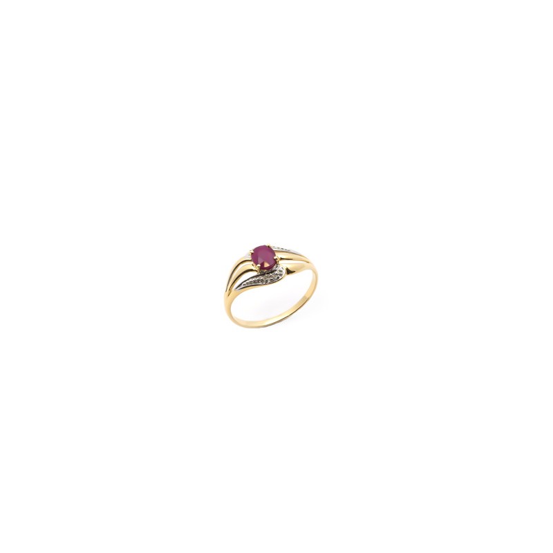Bague Carador intemporel en or jaune et blanc 750/000, rubis et diamants