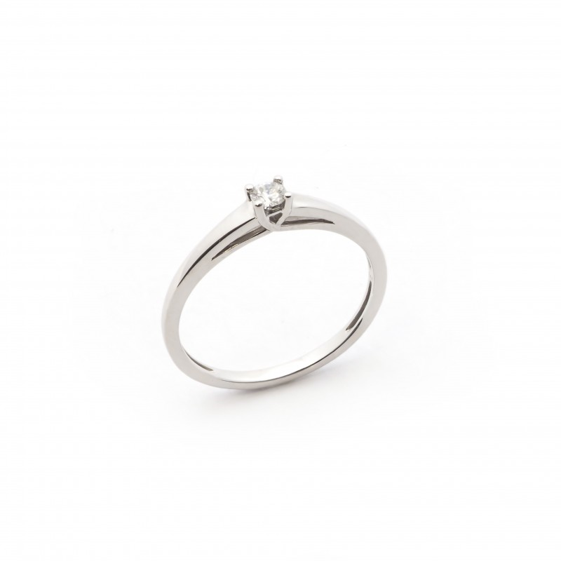 SOLITAIRE OR GRIS DIAMANT 4 GRIFFES 0.08