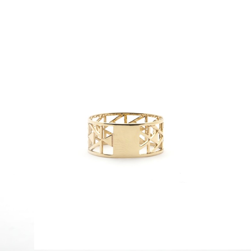 Bague Résille graphique Carador en or jaune 375/000