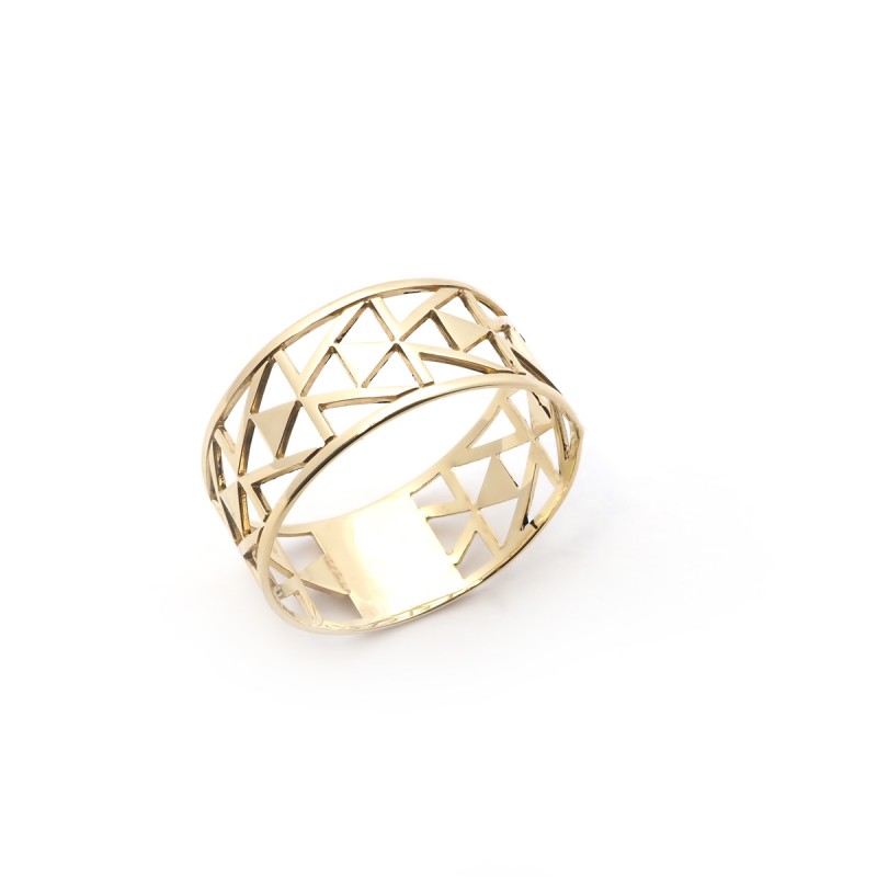 Bague Résille graphique Carador en or jaune 375/000