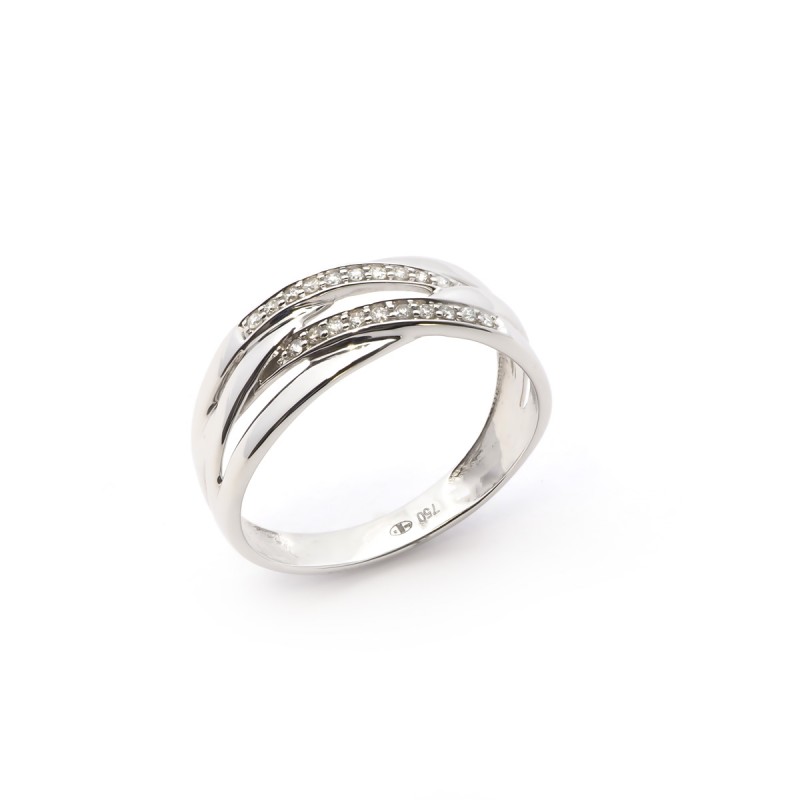 Bague Carador liens croisés en or blanc 750/000 et diamants 0,1 cts