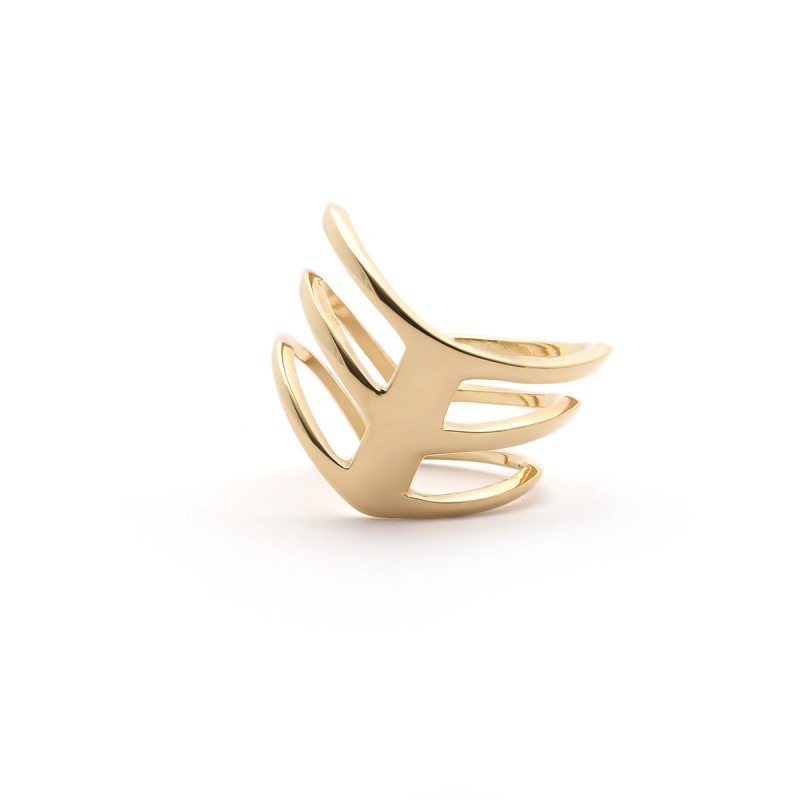 Bague Carador triple anneau V plaqué or