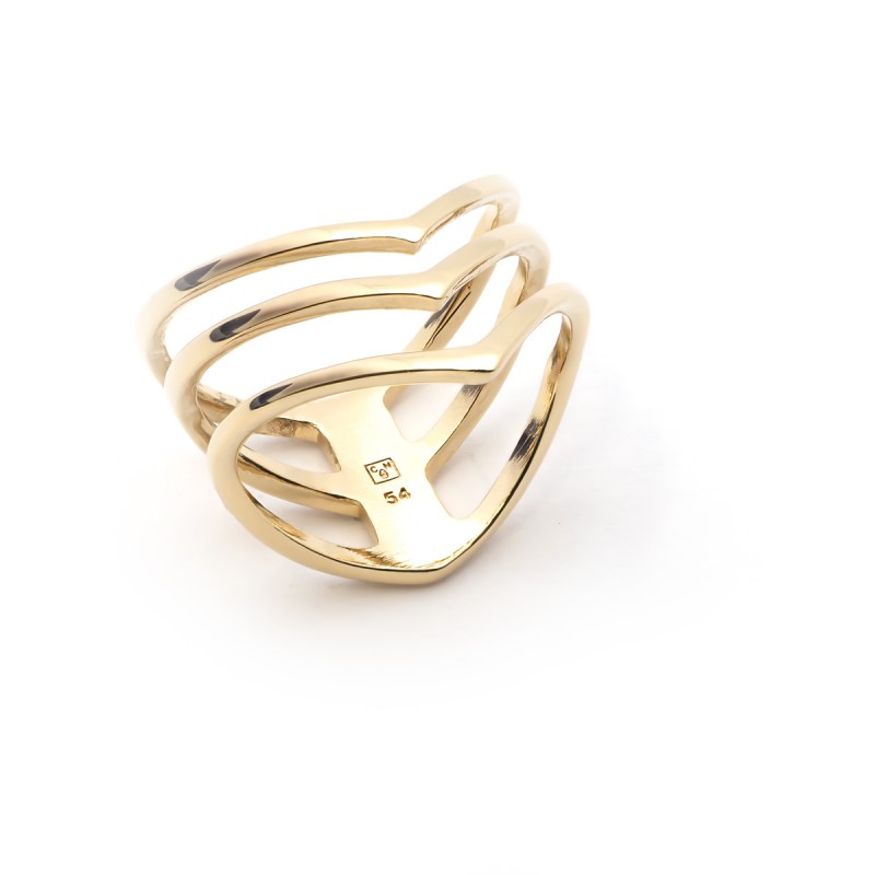 Bague Carador triple anneau V plaqué or
