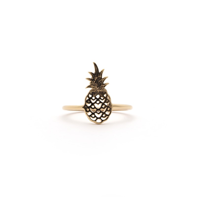 Bague Carador Collection Happy motif ananas plaqué or