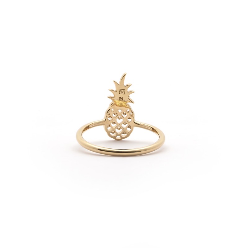 Bague Carador Collection Happy motif ananas plaqué or