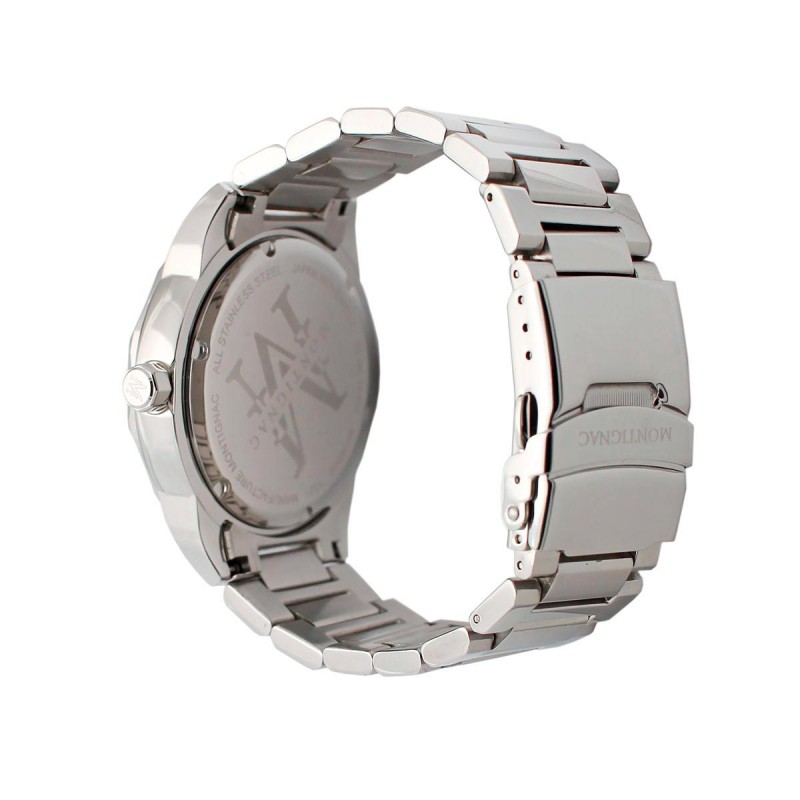 Montre homme montignac acier argenté cadran noir