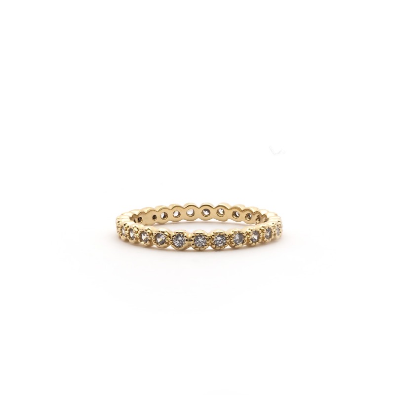 Bague  Carador type alliance en plaqué or et oxydes de zirconium