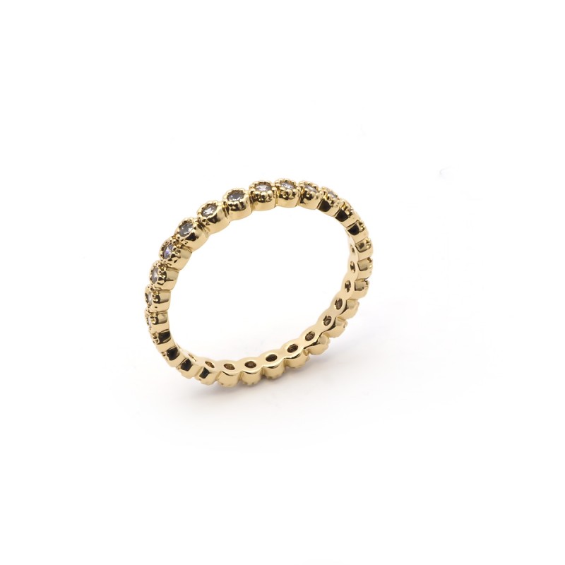 Bague  Carador type alliance en plaqué or et oxydes de zirconium