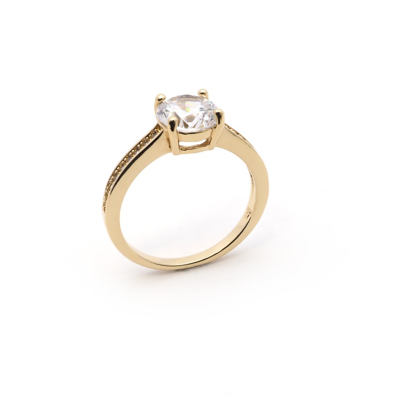 Bague solitaire accompagné Carador en plaqué or et oxydes de zirconium serti 4 griffes